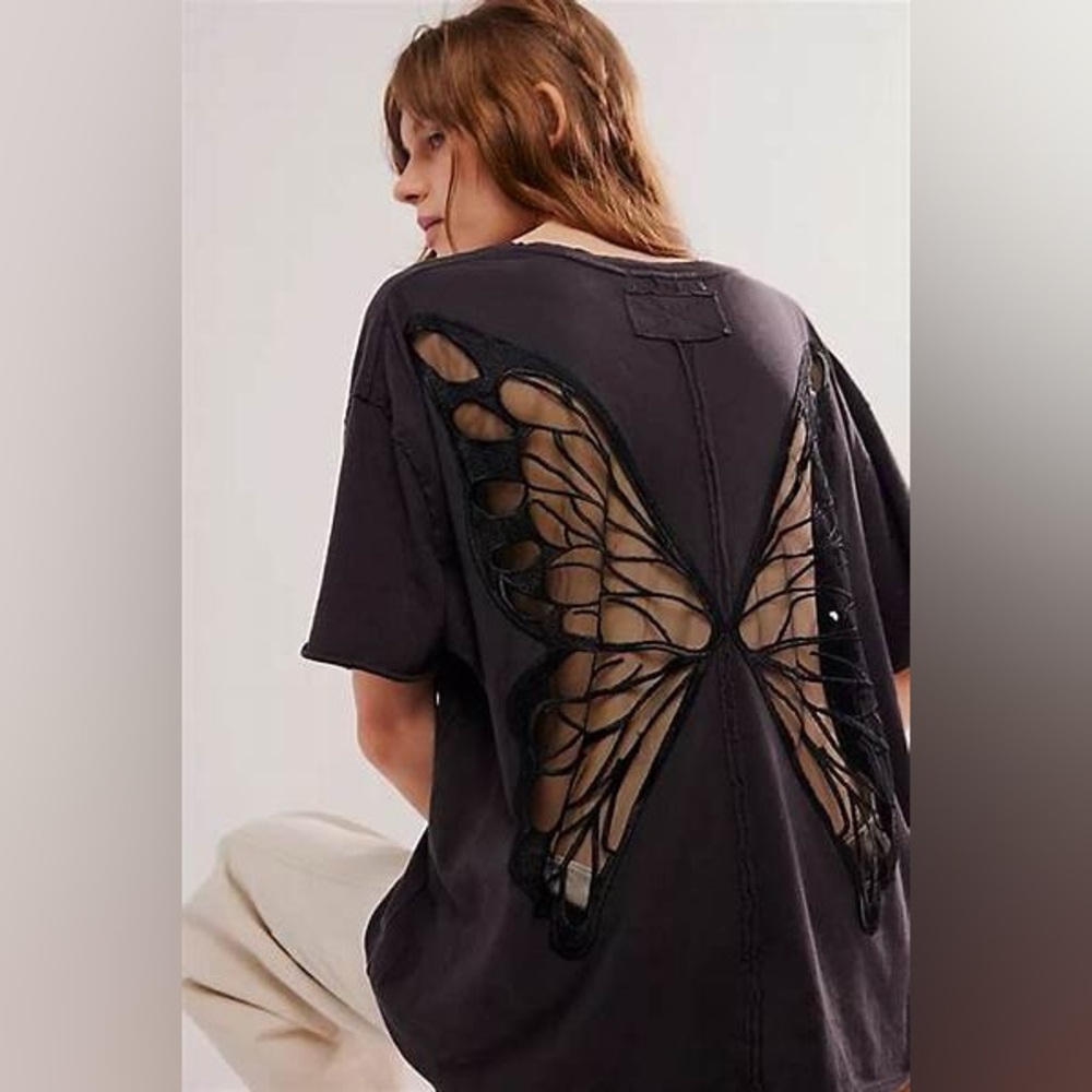 Free People x Tricia Fix Butterfly Tee - NWOT!